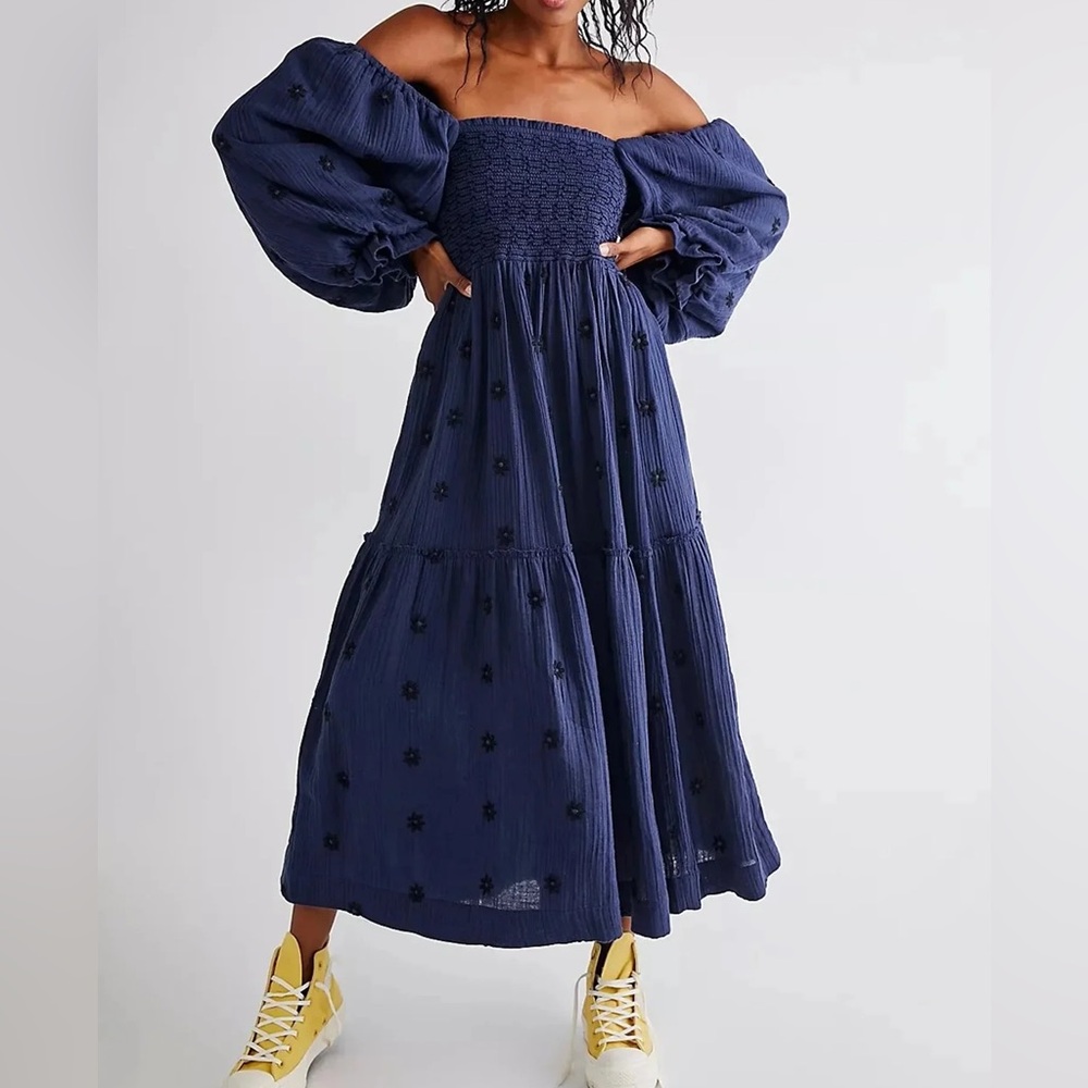Smocked Embroidered Dress